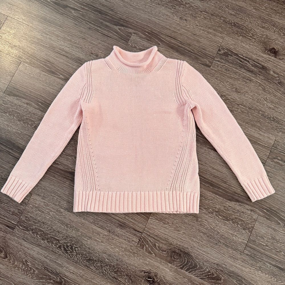 J. Crew Always Cotton Light Pink Roll Neck Sweater